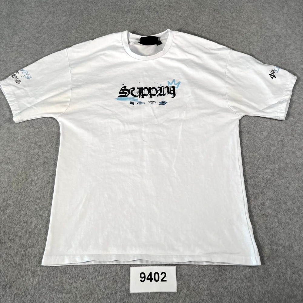 Supply & Demand Trebport T Shirt Mens Small White Graphic Print‎ Cotton Casual